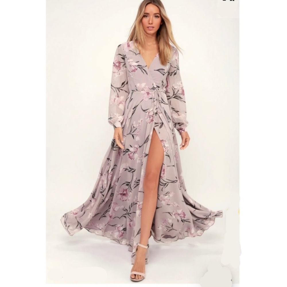 Lulu’s Loving You Floral Long Sleeve Wrap Dress